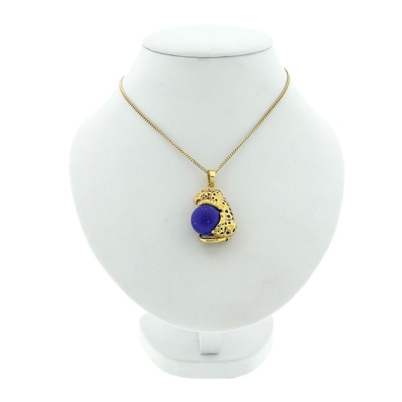 Image 3 of Gold pendant of a panther with Lapis Lazuli