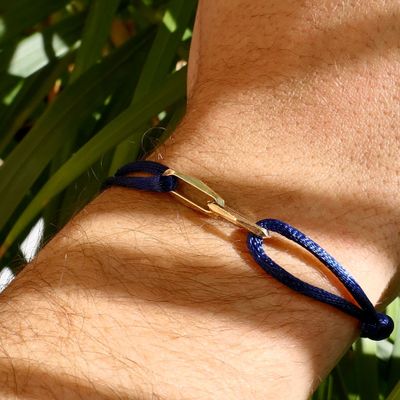 Image 2 of Forever Knots® Handmade Blue Satin Bracelet with Gold Link
