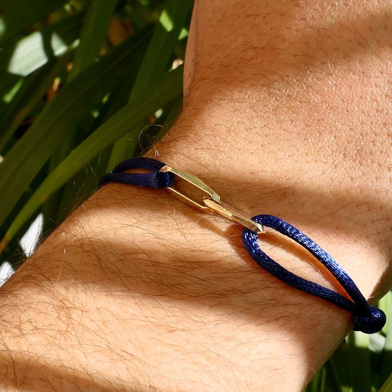 Image 2 of Forever Knots® Handmade Blue Satin Bracelet with Gold Link