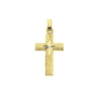 18K Gold Cross Pendant | Diamond-cut