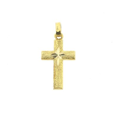 Image 1 of 18K Gold Cross Pendant | Diamond-cut