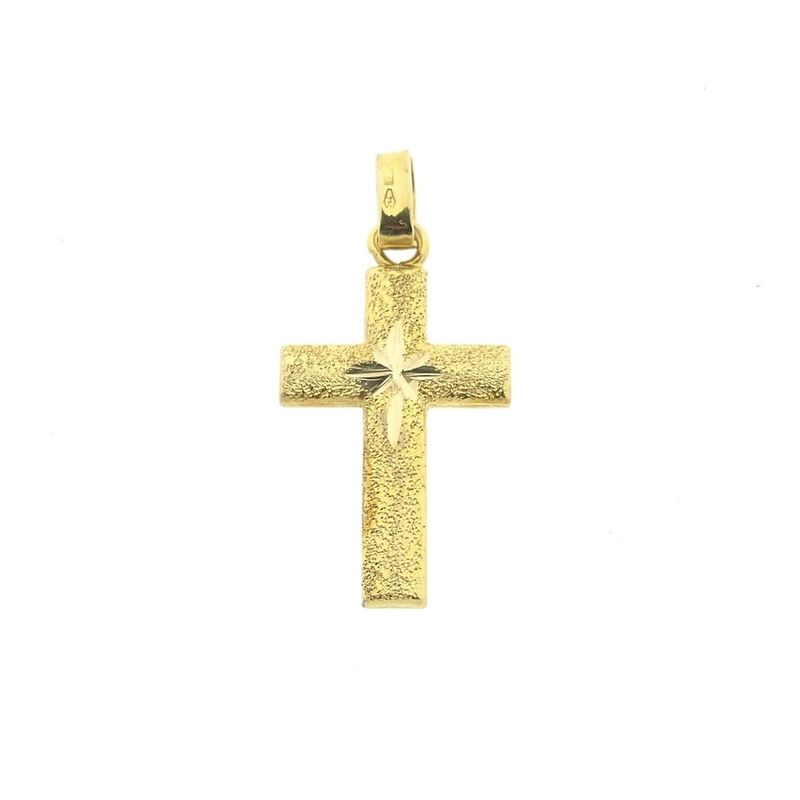 Image 1 of 18K Gold Cross Pendant | Diamond-cut