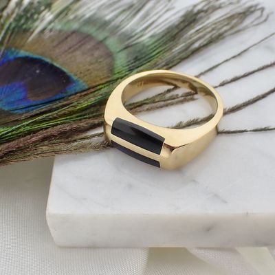 Image 2 of Large gold men's ring with onyx