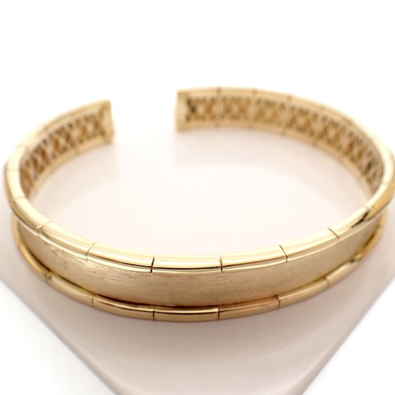Image 1 of Gold textured clamp bracelet; Size L