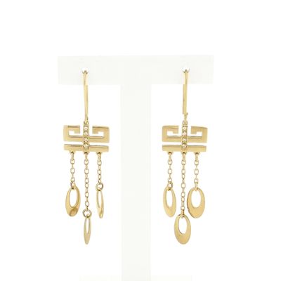Image 1 of Gold Earrings with Meander and Charms