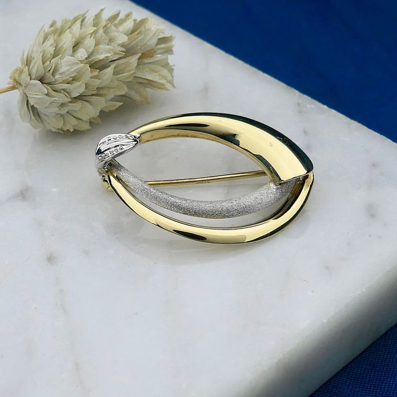 Image 2 of Bicolor Gold Brooch; 14 Karat