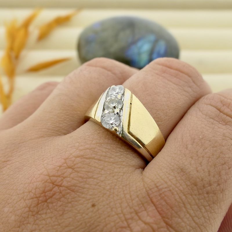 Image 8 of Two-tone gold ring with diamonds; 0.90 ct.