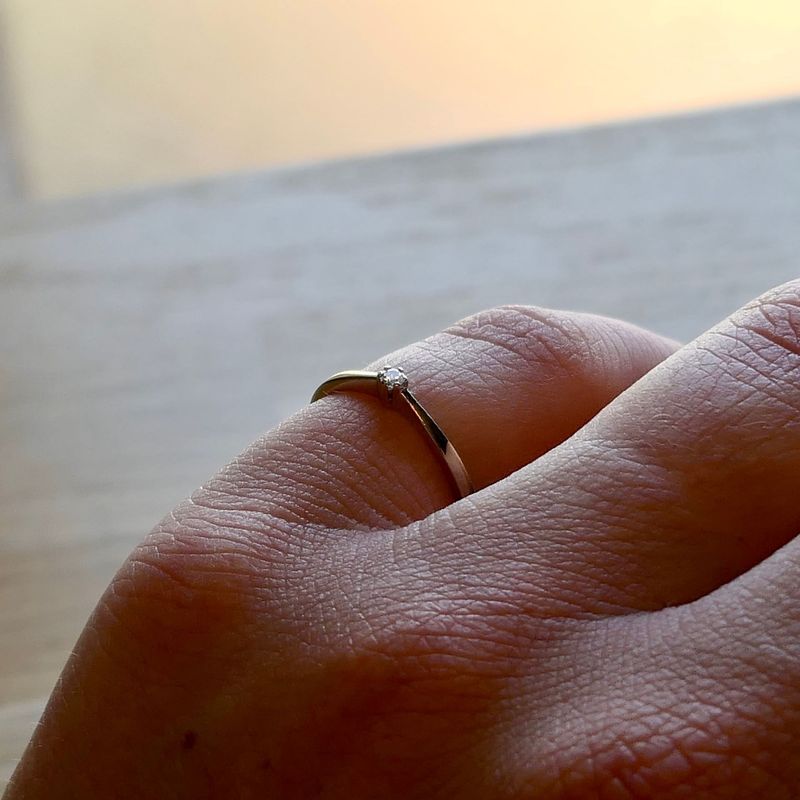 Image 10 of White Gold Solitaire Ring with Diamond 0.025 ct; 14K; Size 15