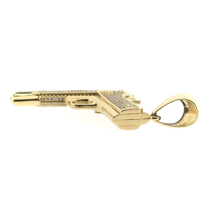 Image 10 of Gold pistol pendant with zirconia | Glock