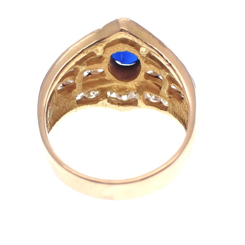 Image 5 of Vintage gold ring with zirconia and synthetic sapphire