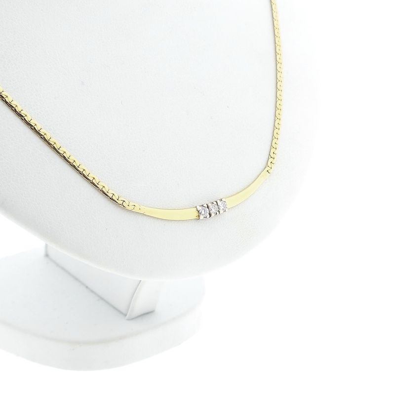 Image 3 of Gold necklace with fixed pendant and diamond; 0.21 ct.