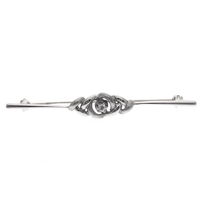 Image 1 of White gold brooch with diamond; 0.04 ct.