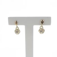 Yellow gold earrings with a ball pendant; zirconia
