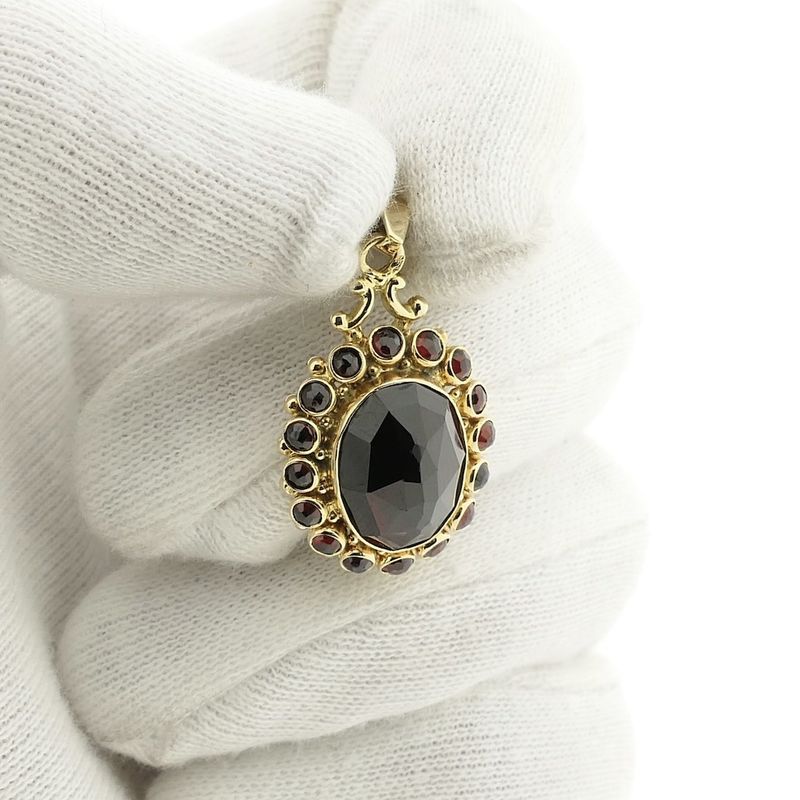 Image 8 of Vintage gold entourage pendant with garnet