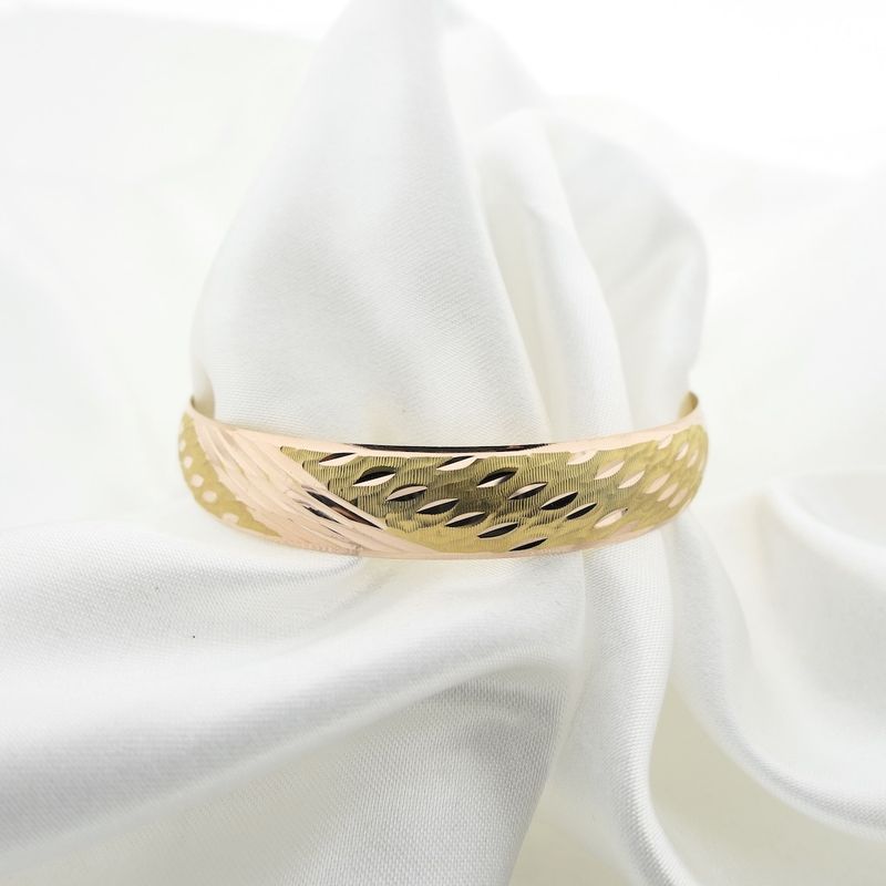 Image 8 of Two-tone gold bangle bracelet; Size M/L