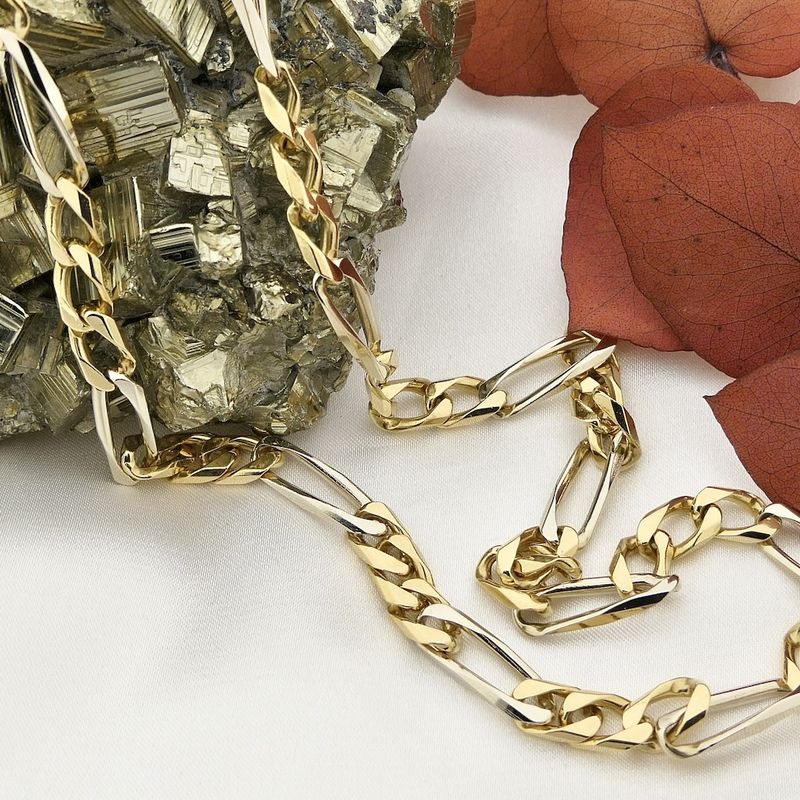 Image 9 of Two-tone gold Figaro link chain