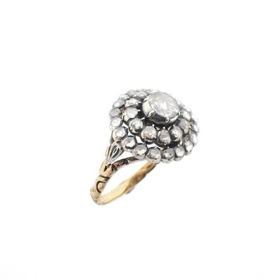 Victorian cocktail ring with rose-cut diamonds | approx. 0.94 ct. Image 1 of Victorian cocktail ring with rose-cut diamonds | approx. 0.94 ct.