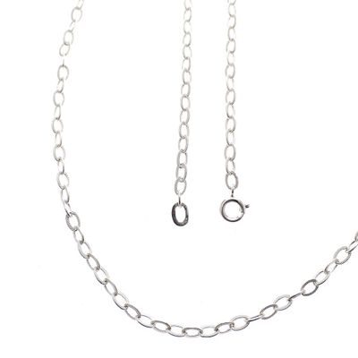 Image 1 of Silver ribbed anchor link chain | 70 cm