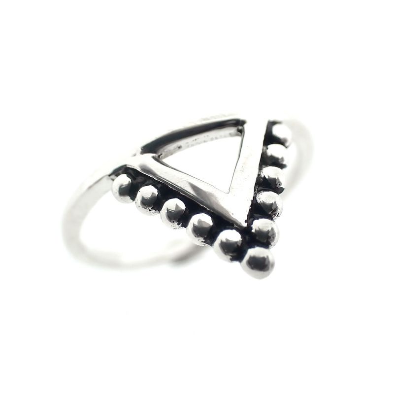 Image 2 of Silver triangle ring with balls