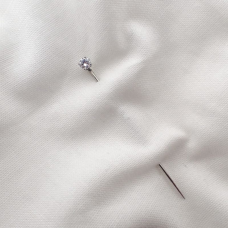 Image 7 of White gold lapel pin, tie pin | Diamond 0.16 ct.