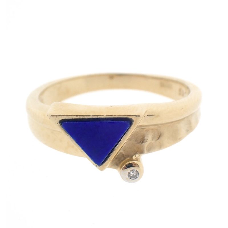 Image 5 of Gold ring with Lapis Lazuli and diamond; 0.005 ct.