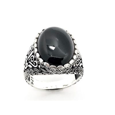 Image 2 of Silver bohemian (signet) ring with onyx stone