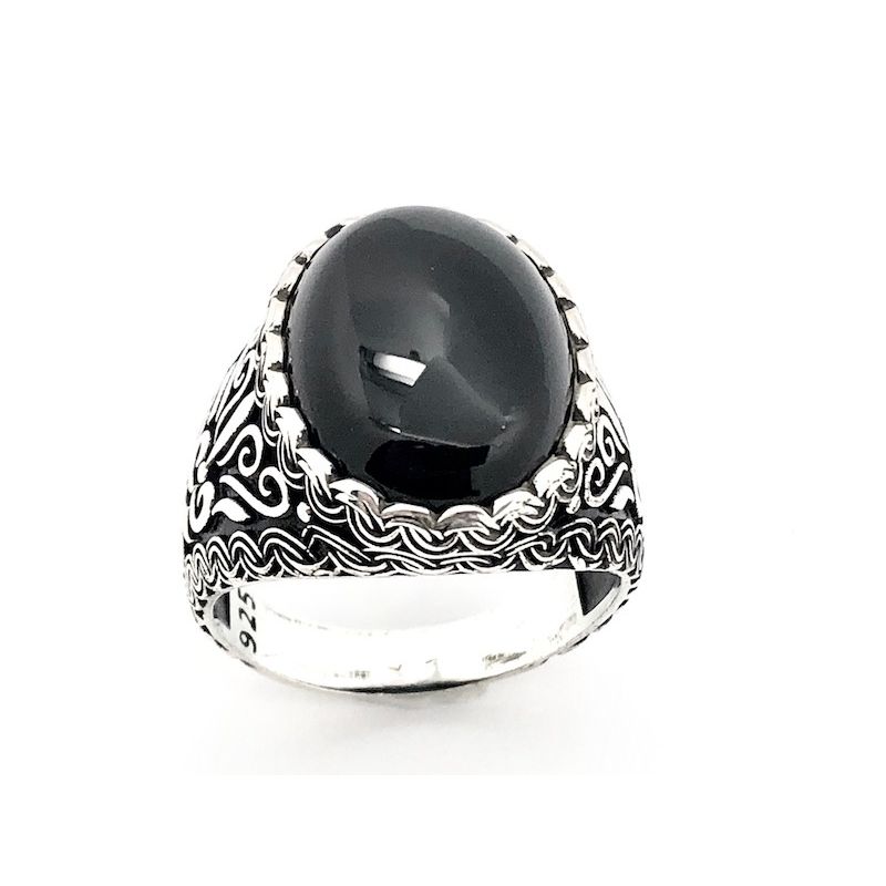Image 2 of Silver bohemian (signet) ring with onyx stone