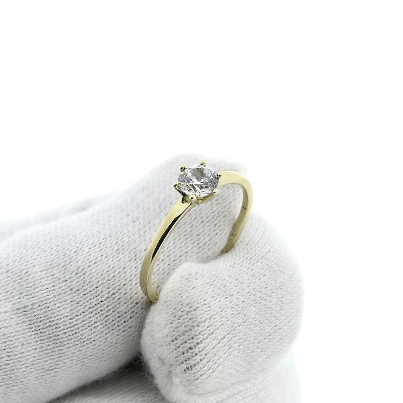 Image 9 of Gold solitaire ring with zirconia