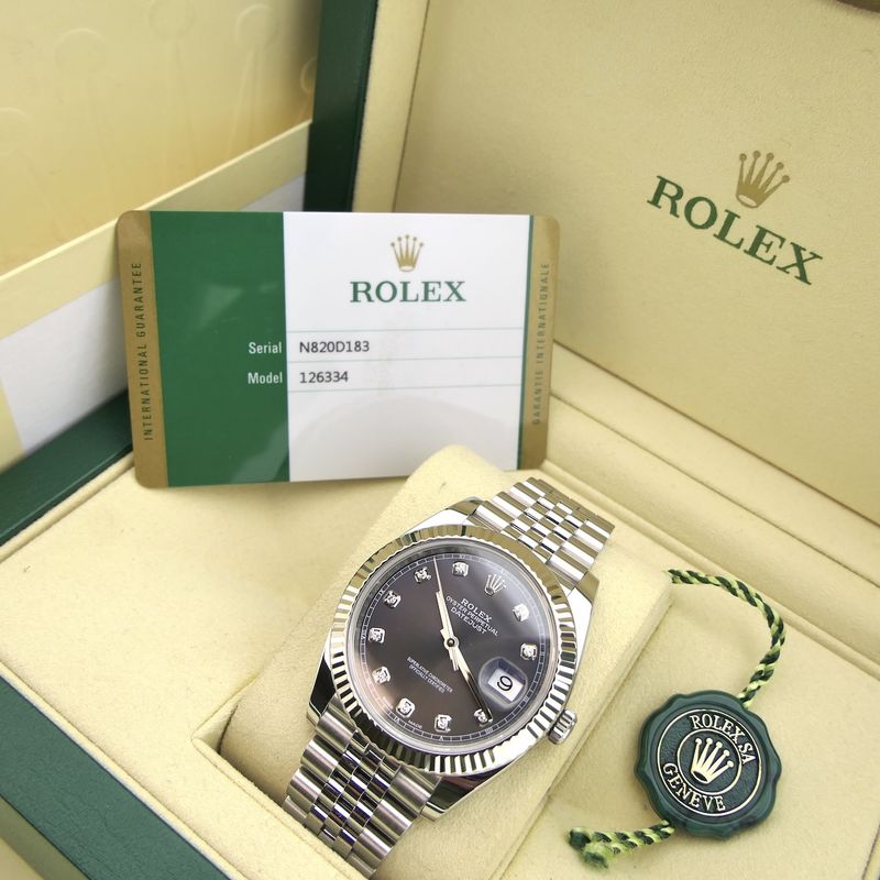 Image 9 of Rolex Datejust 41mm 'Rhodium Diamond Dial' 126334; Automatic men's watch
