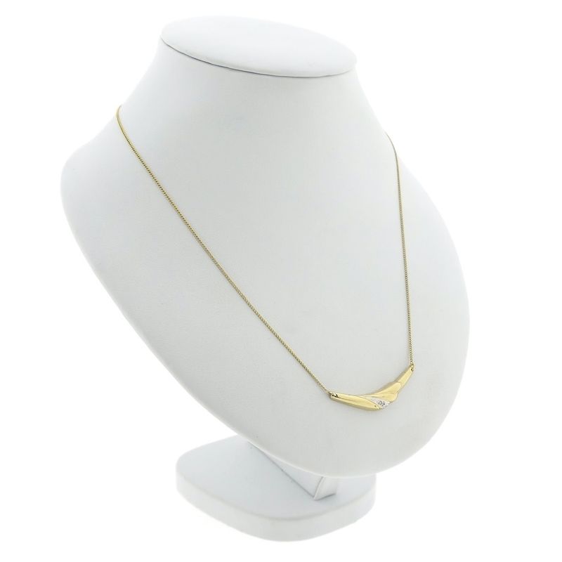 Image 3 of Gold necklace with a fixed pendant and diamond; 0.005 ct. | 42 cm