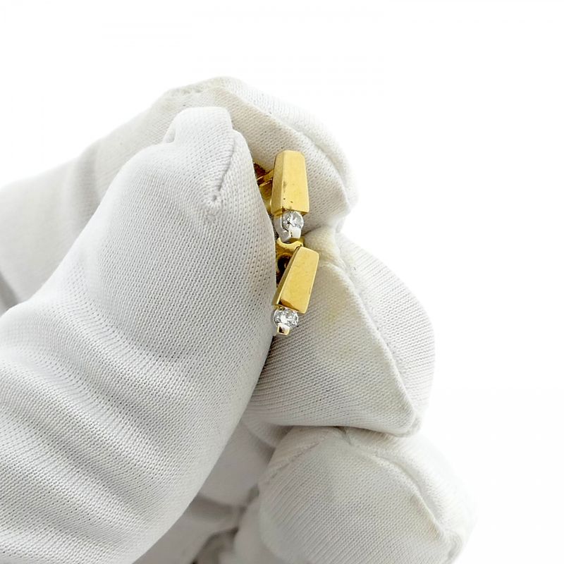 Image 9 of Gold subtle stud earrings with diamond; 0.05 ct.