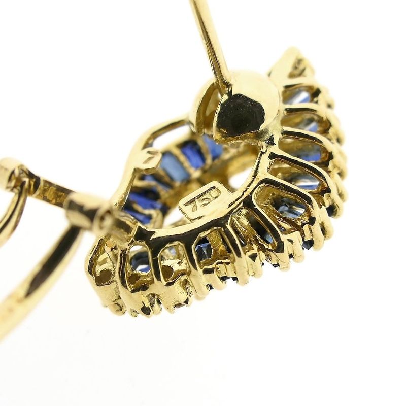 Image 5 of Gold earrings with sapphires and diamonds; 0.20 ct.