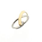 Image 1 of Bicolor Gold Ring with 0.06 ct Diamond; 14K; Size 17.5