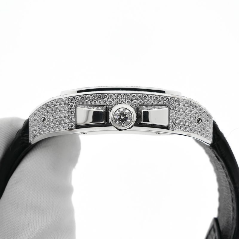 Image 5 of Cartier Santos 100 XL Chronograph 'Factory-Set' Diamonds 2891; 18k white gold watch with diamonds