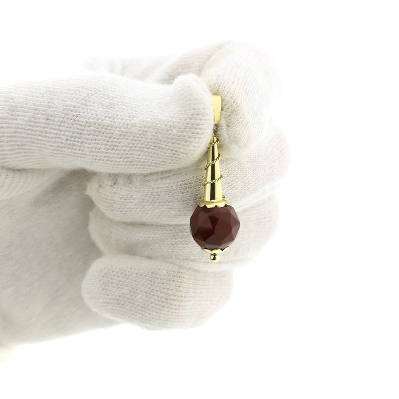 Image 10 of Vintage gold bullet pendant with carnelian