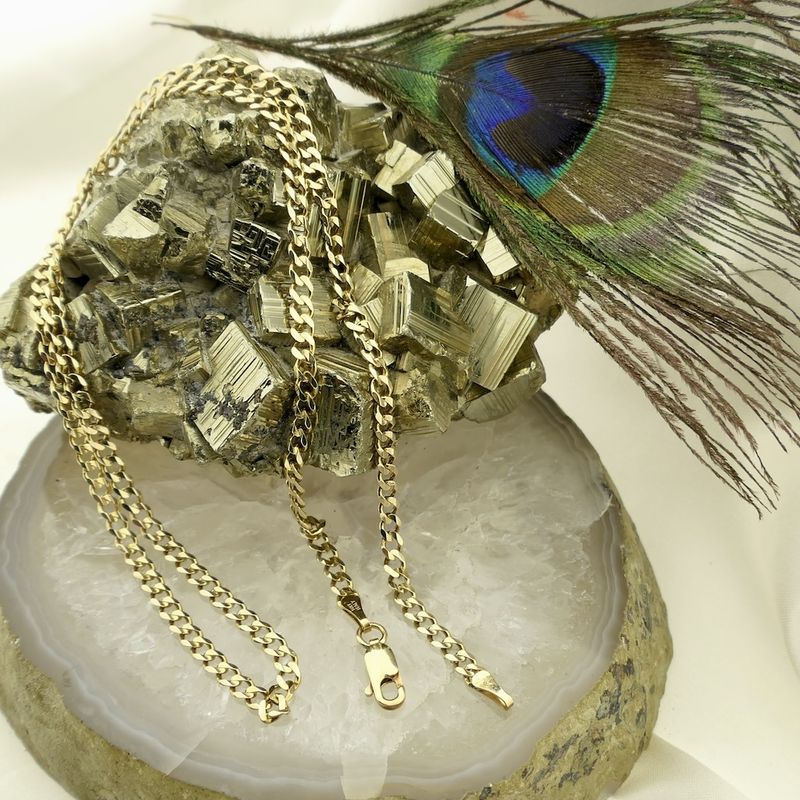 Image 2 of Gold flat gourmet link chain | 46.5 cm