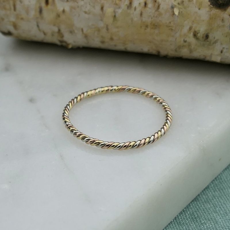 Image 2 of Tricolor gold twisted sliding ring