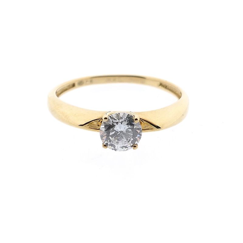 Afbeelding 3 van Gouden solitair ring met zirconia