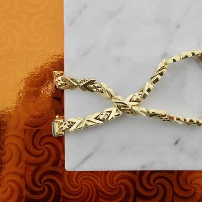 18K Vintage gold fantasy link bracelet | 19 cm Image 2 of 18K Vintage gold fantasy link bracelet | 19 cm