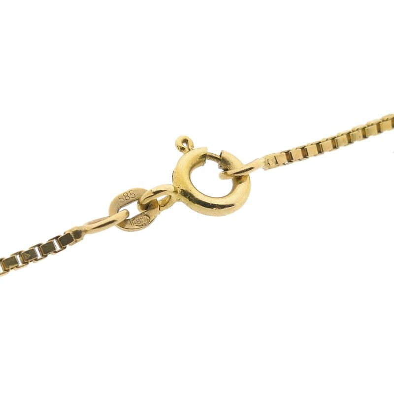 Image 6 of Antique gold Venetian link chain with fixed pendant and blood coral