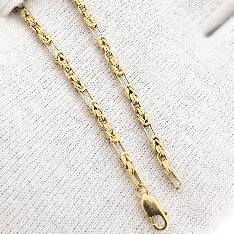 Afbeelding 9 van Bicolor gouden koningsschakel armband | 18 cm 