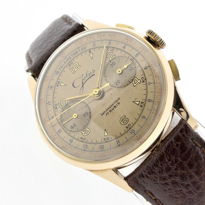 Image 5 of Jolus Autres Horlogerie; vintage 18k. gouden heren horloge met chronograaf