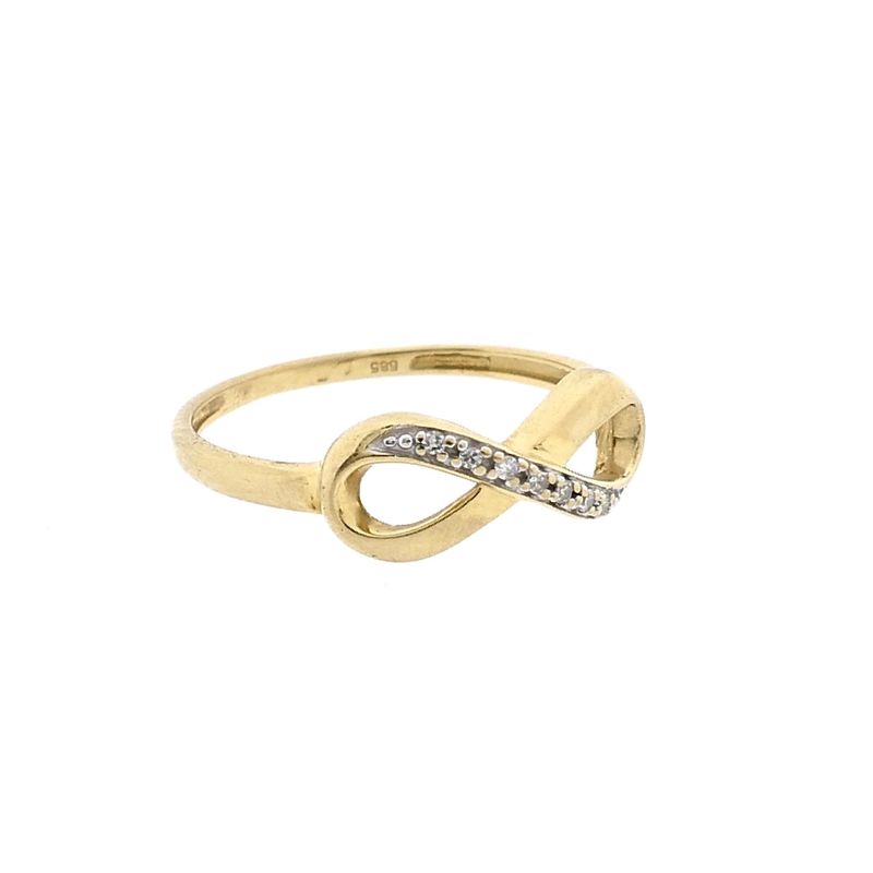 Afbeelding 4 van Gouden infinity ring met diamanten; 0,035 ct.