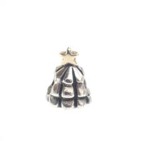 Pandora charm; Silver with gold; Christmas tree