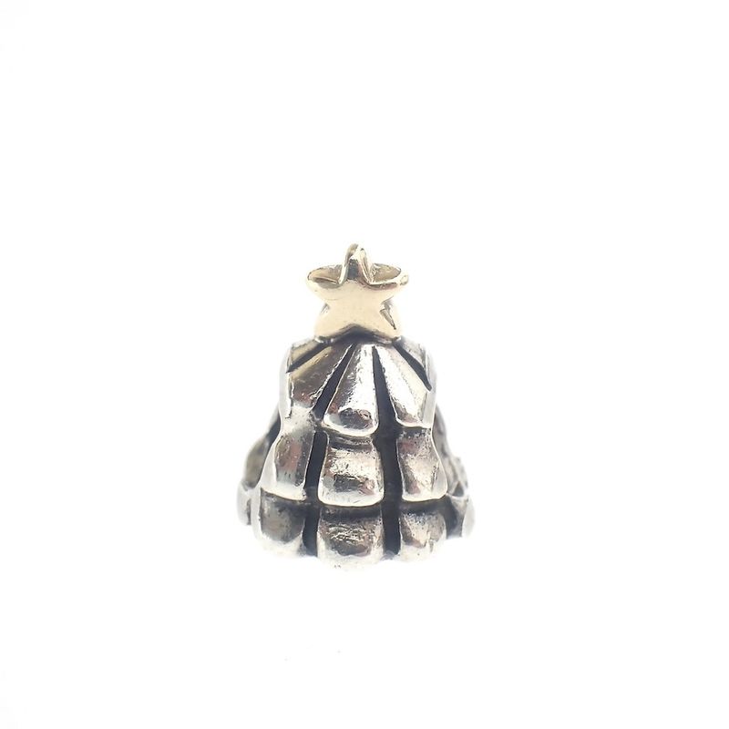 Image 1 of Pandora charm; Silver with gold; Christmas tree