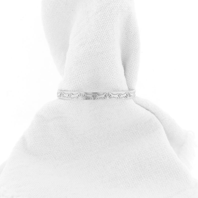 Image 1 of Silver slave bracelet with hieroglyph; Size M/L