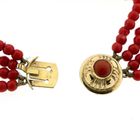 Image 4 of Antique imitation blood coral bead bracelet with gold clasp