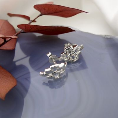 Image 2 of Silver stud earrings | Milanese design