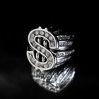 Image 7 of Silver men's ring with a dollar sign and zirconia