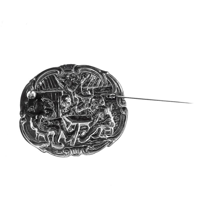 Image 6 of Antique silver brooch with scene